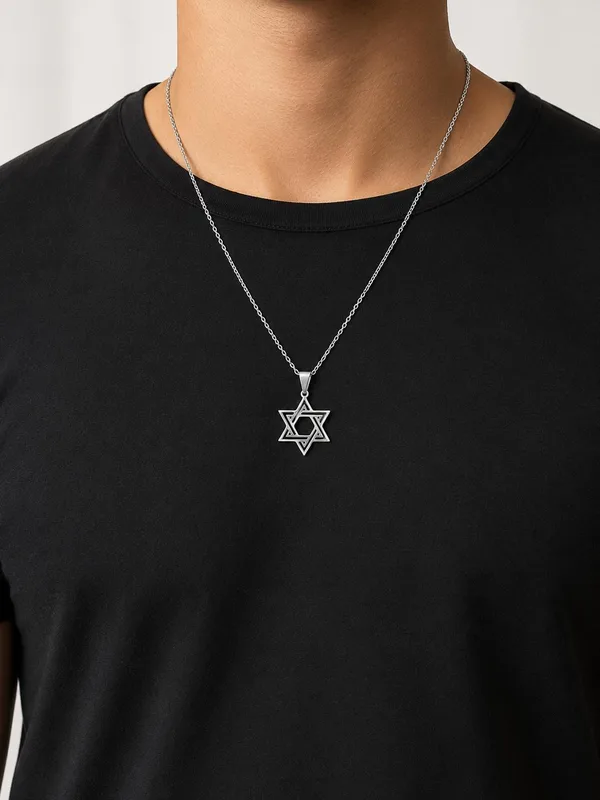 שרשרת מגן דוד לגבר בעיצוב כסף יוקרתי