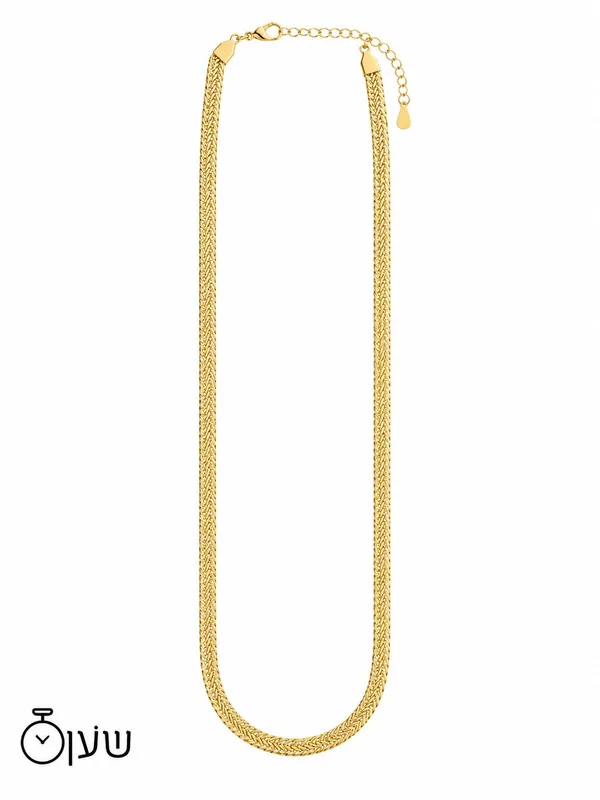 שרשרת לאישה גורמט שטוחה בציפוי זהב
