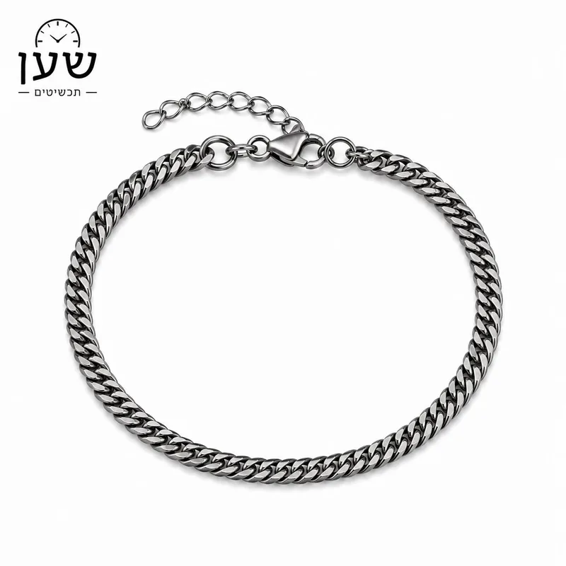 צמיד גורמט יוקרתי לגבר בצבע כסף מושחר