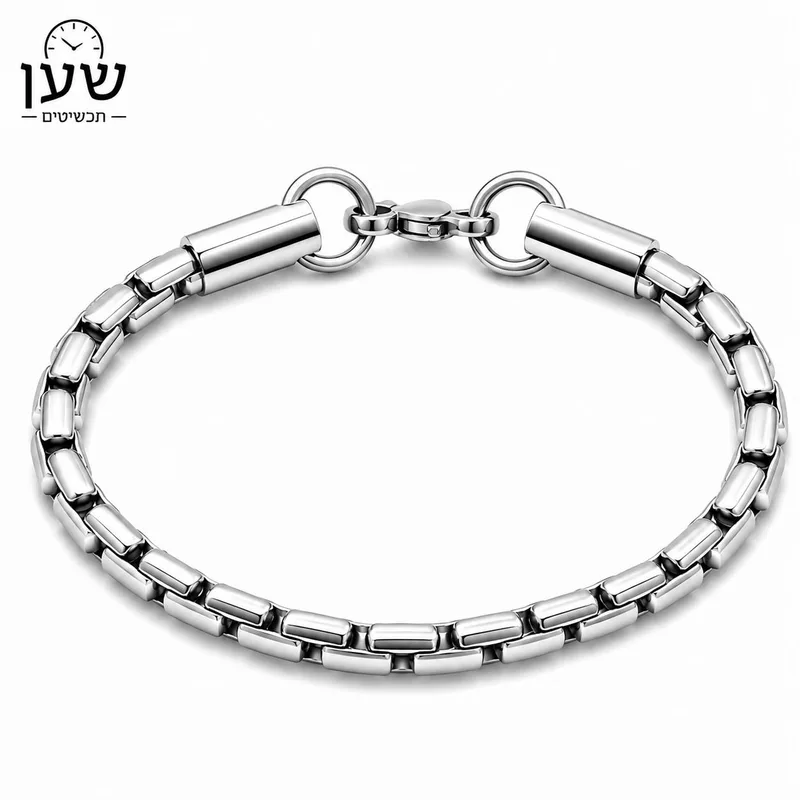 צמיד חוליות יוקרתי לגבר בצבע כסף
