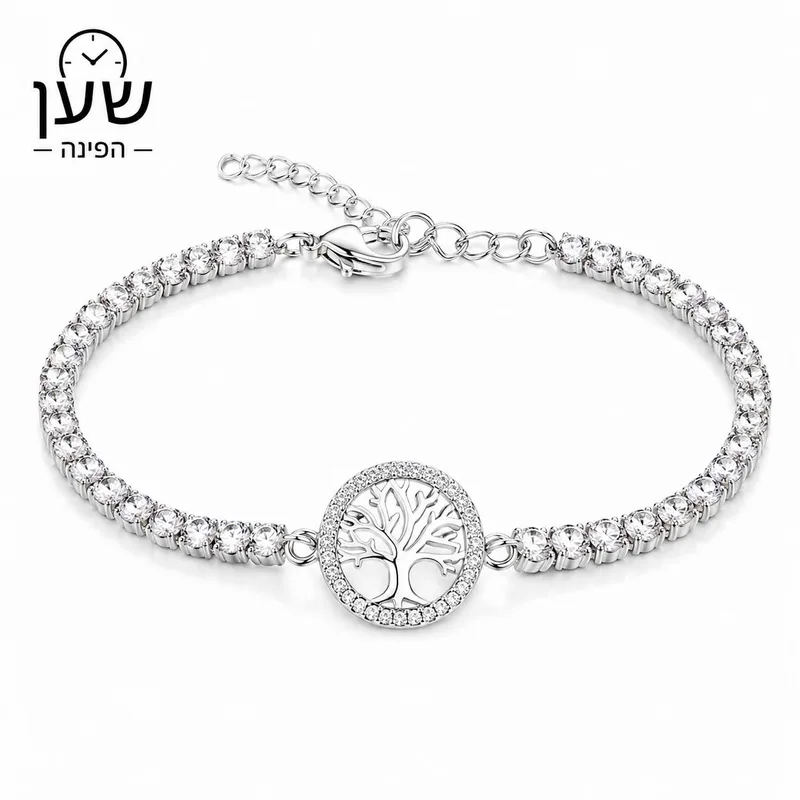 צמיד טניס עץ החיים – כסף יוקרתי עם זרקונים נוצצים
