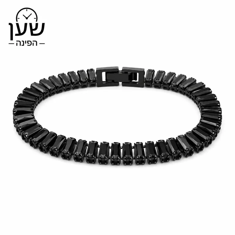 צמיד טניס שחור יוקרתי – מראה עוצמתי ואלגנטי