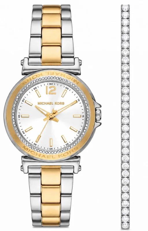 סט שעון מייקל קורס לאישה דגם MK7492 MICHAEL KORS וצמיד טניס כסף