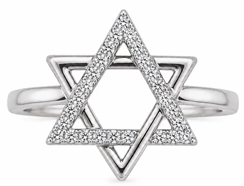 טבעת מגן דוד משובצת כסף
