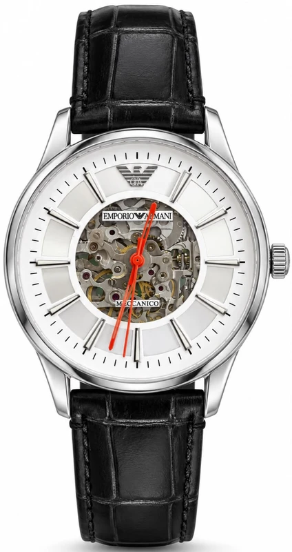 שעון Emporio Armani לגבר דגם AR2072 – אוטומטי Skeleton רצועת עור שחורה