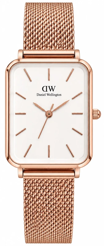 שעון Daniel Wellington מלבני רוז גולד עם רצועת Mesh