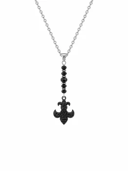 שרשרת לגבר שחורה יוקרתית בעיצוב Fleur De Lis