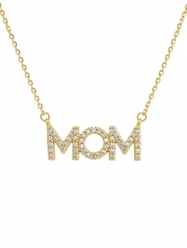 שרשרת לאישה MOM משובץ אבנים נוצצות