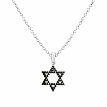 שרשרת לאישה בצבע כסף עם תליון מגן דוד משובץ
