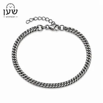 צמיד גורמט יוקרתי לגבר בצבע כסף מושחר