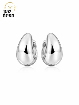 עגילי כסף בעיצוב טיפה מודרני עם גימור מבריק