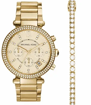 סט שעון יד אנלוגי לאישה michael kors mk5354 מייקל קורס וצמיד טניס זהב