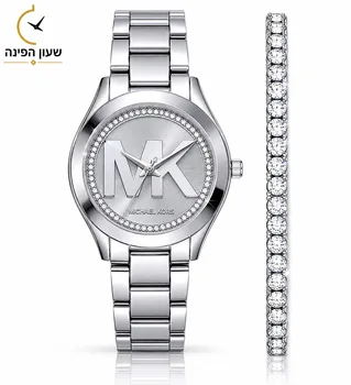 סט שעון יד אנלוגי Michael Kors MK3548 מייקל קורס וצמיד טניס כסף