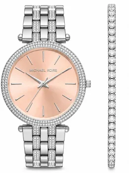 סט שעון מייקל קורס לאישה MK3218 וצמיד טניס כסף MICHAEL KORS
