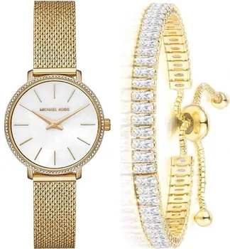 סט שעון מייקל קורס דגם Michael Kors MK4619 וצמיד טניס זהב