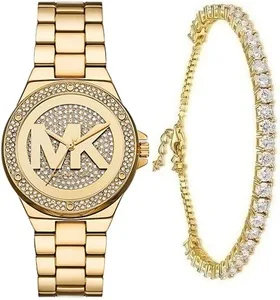סט שעון מייקל קורס לאישה דגם MKO1220 MICHAEL KORS וצמיד טניס זהב