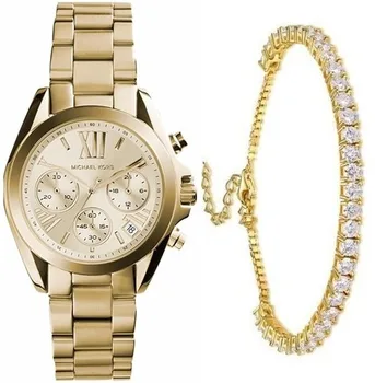 סט שעון מייקל קורס לאישה דגם MK5798 MICHAEL KORS וצמיד טניס זהב