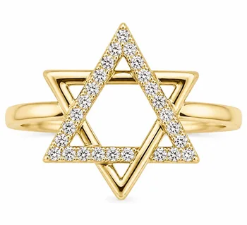 טבעת מגן דוד משובצת לאישה – צבע זהב