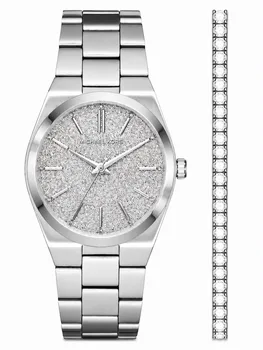 סט שעון מייקל קורס לאישה MK6626 וצמיד טניס כסף MICHAEL KORS