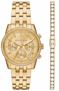 סט שעון מייקל קורס לאישה דגם MK7530 MICHAEL KORS וצמיד טניס זהב