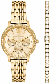 סט שעון מייקל קורס לאישה דגם MKO1080 MICHAEL KORS וצמיד טניס זהב