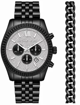 סט שעון יד אנלוגי לגבר michael kors mk8605 מייקל קורס וצמיד לגבר שחור